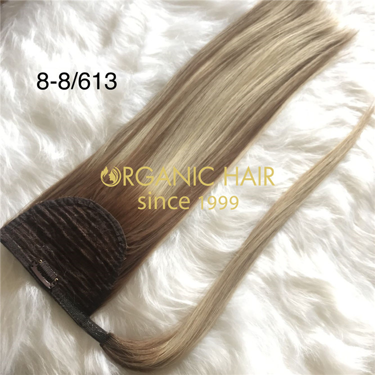 16inches T8-8/613  ponytail hair with best cuticle hair A195